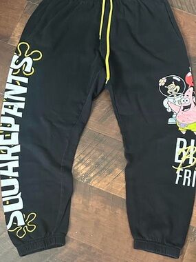 Nickelodeon Black SpongeBob & Patrick Jogger Pants with Yellow Drawstring
